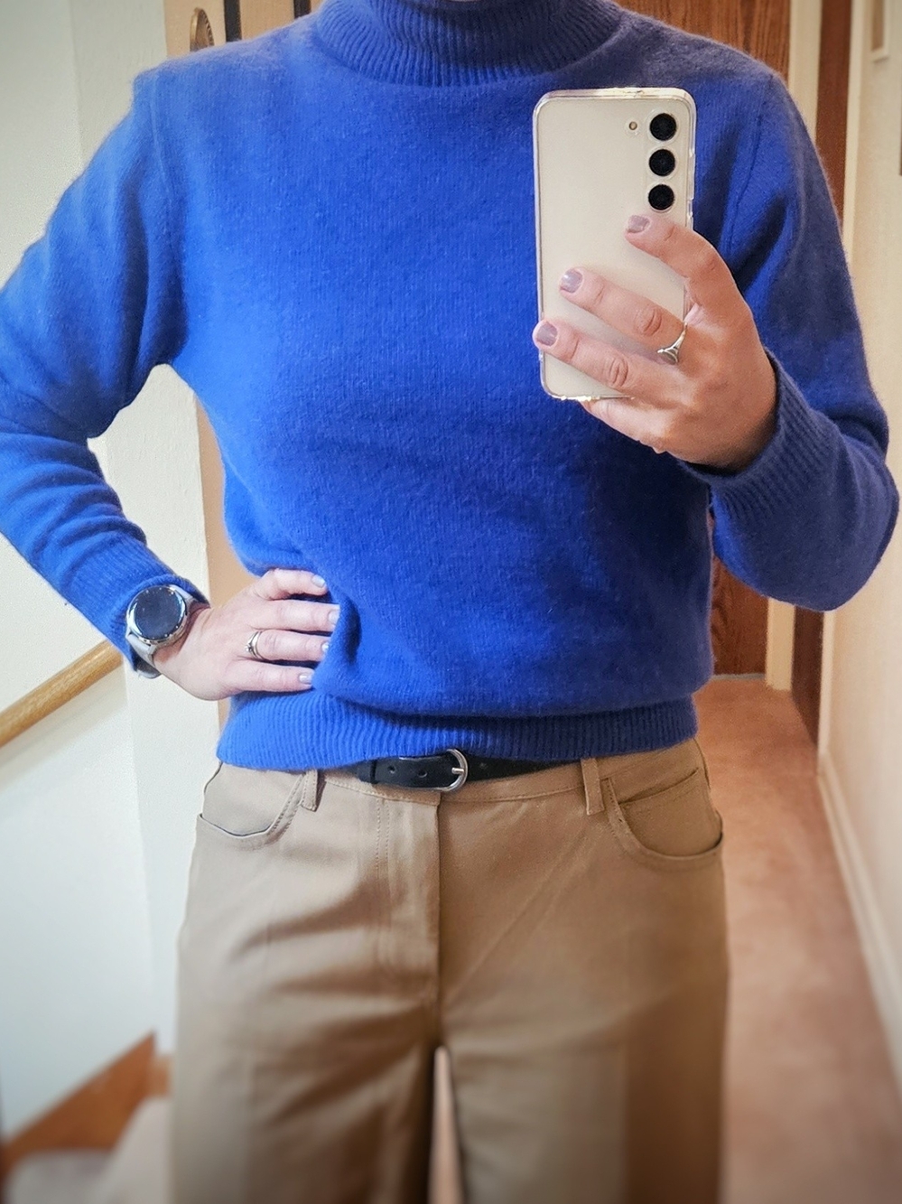 Vintage 100% Cashmere Turtleneck Blue Sweater - Neiman Marcus Size M